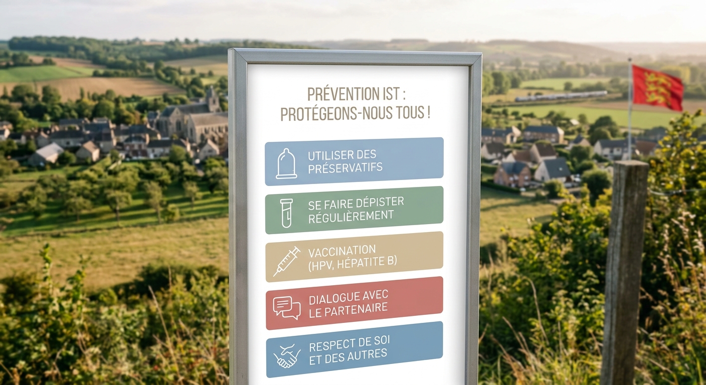 Préservatifs et nécessaire de prévention posés sur une table de chevet